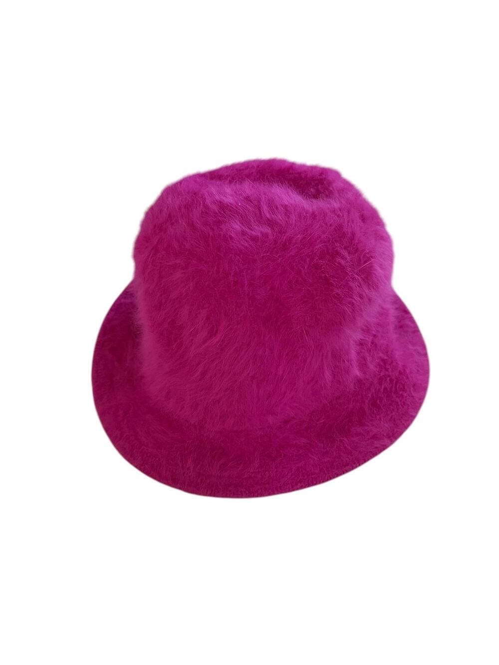 Hat Stuff Hot Pink Angora Blend Fuzzy Bucket Cloche Hat 23” Around One Size Y2K